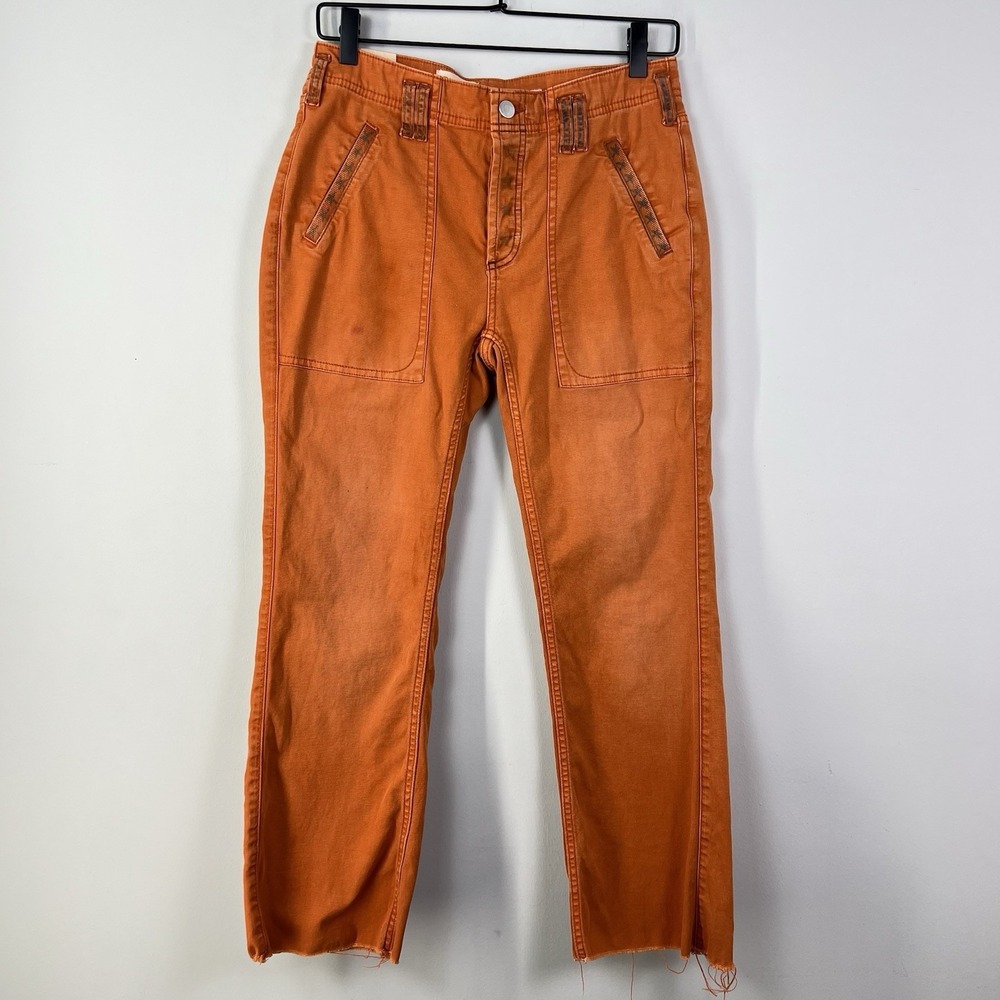 Pilcro The Yaya Utility Pants Orange Anthropologie Raw Hem Workwear Womens‎ 26